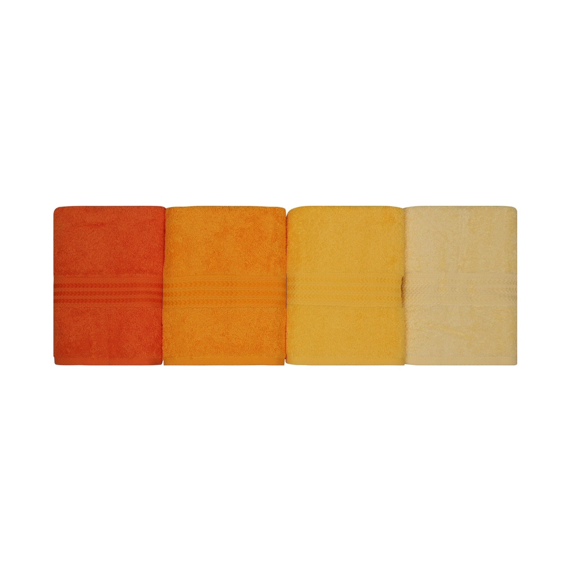Set 4 prosoape baie RAINBOW, portocaliu/galben, bumbac, 50x90 cm