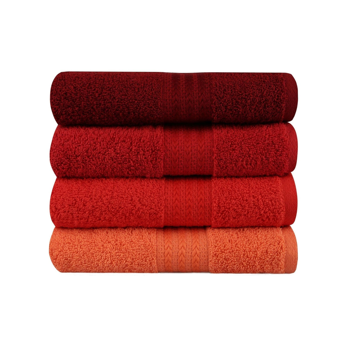 Set 4 prosoape baie RAINBOW, rosu, bumbac, 50x90 cm