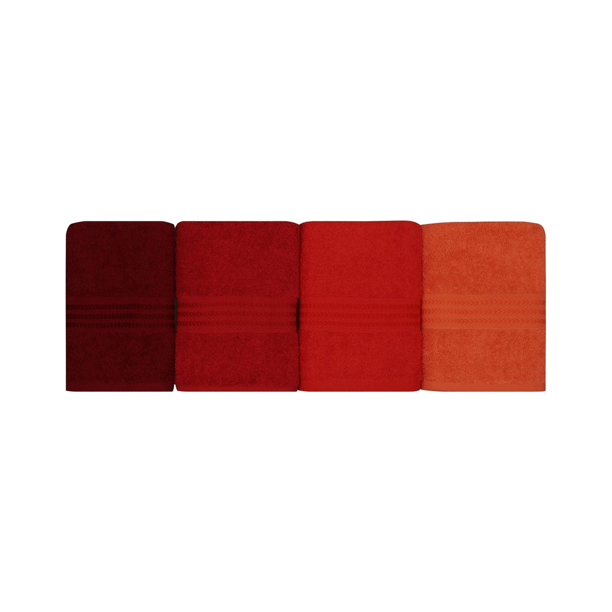 Set 4 prosoape baie RAINBOW, rosu, bumbac, 50x90 cm