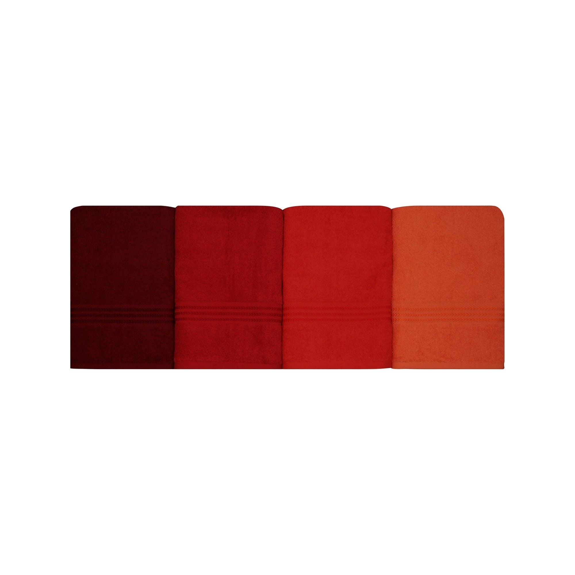 Set 4 prosoape baie RAINBOW, rosu, bumbac, 70x140 cm