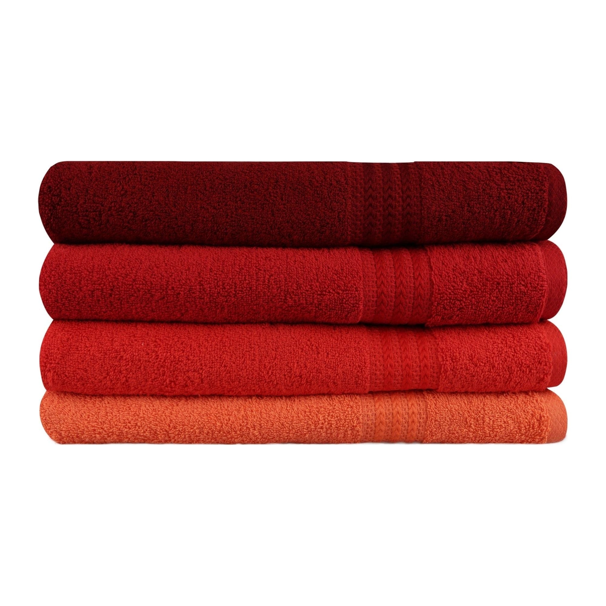 Set 4 prosoape baie RAINBOW, rosu, bumbac, 70x140 cm