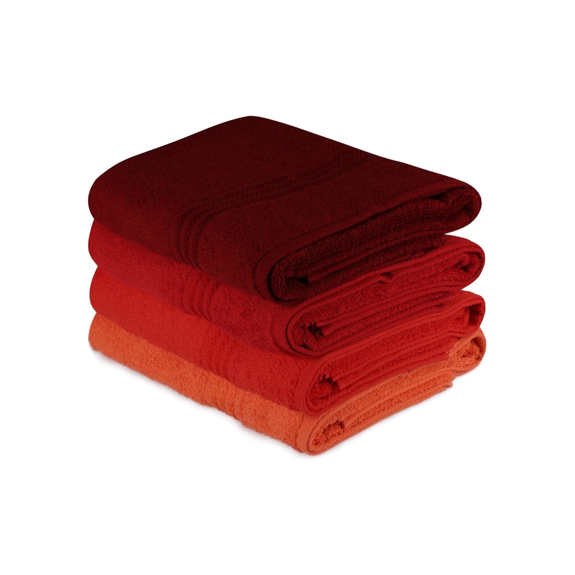 Set 4 prosoape baie RAINBOW, rosu, bumbac, 70x140 cm