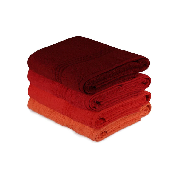 Set 4 prosoape baie RAINBOW, rosu, bumbac, 70x140 cm