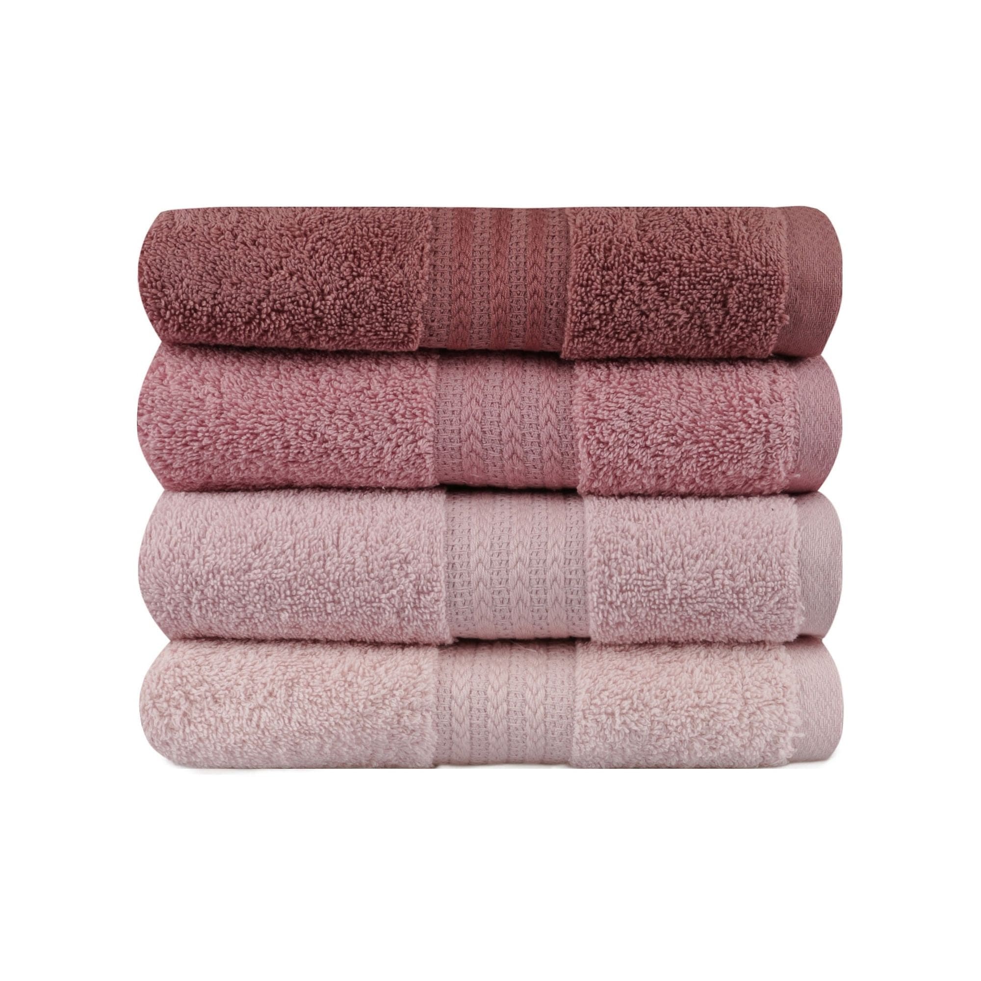 Set 4 prosoape baie RAINBOW, roz, bumbac, 50x90 cm