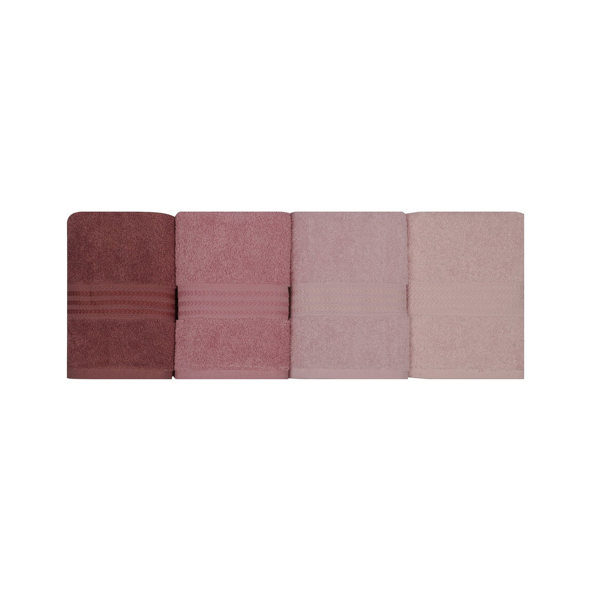 Set 4 prosoape baie RAINBOW, roz, bumbac, 50x90 cm
