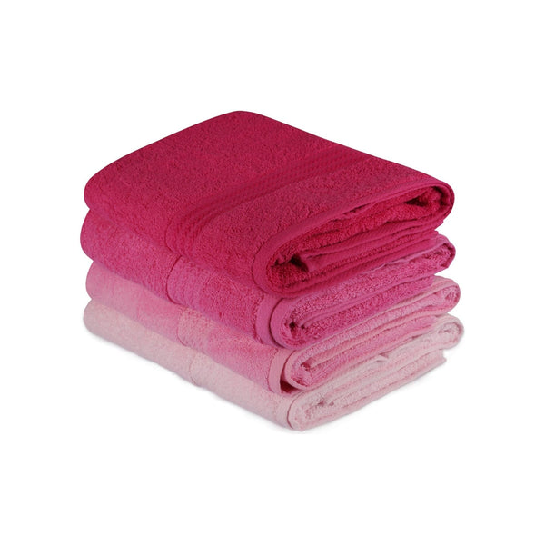 Set 4 prosoape baie RAINBOW, roz, bumbac, 70x140 cm