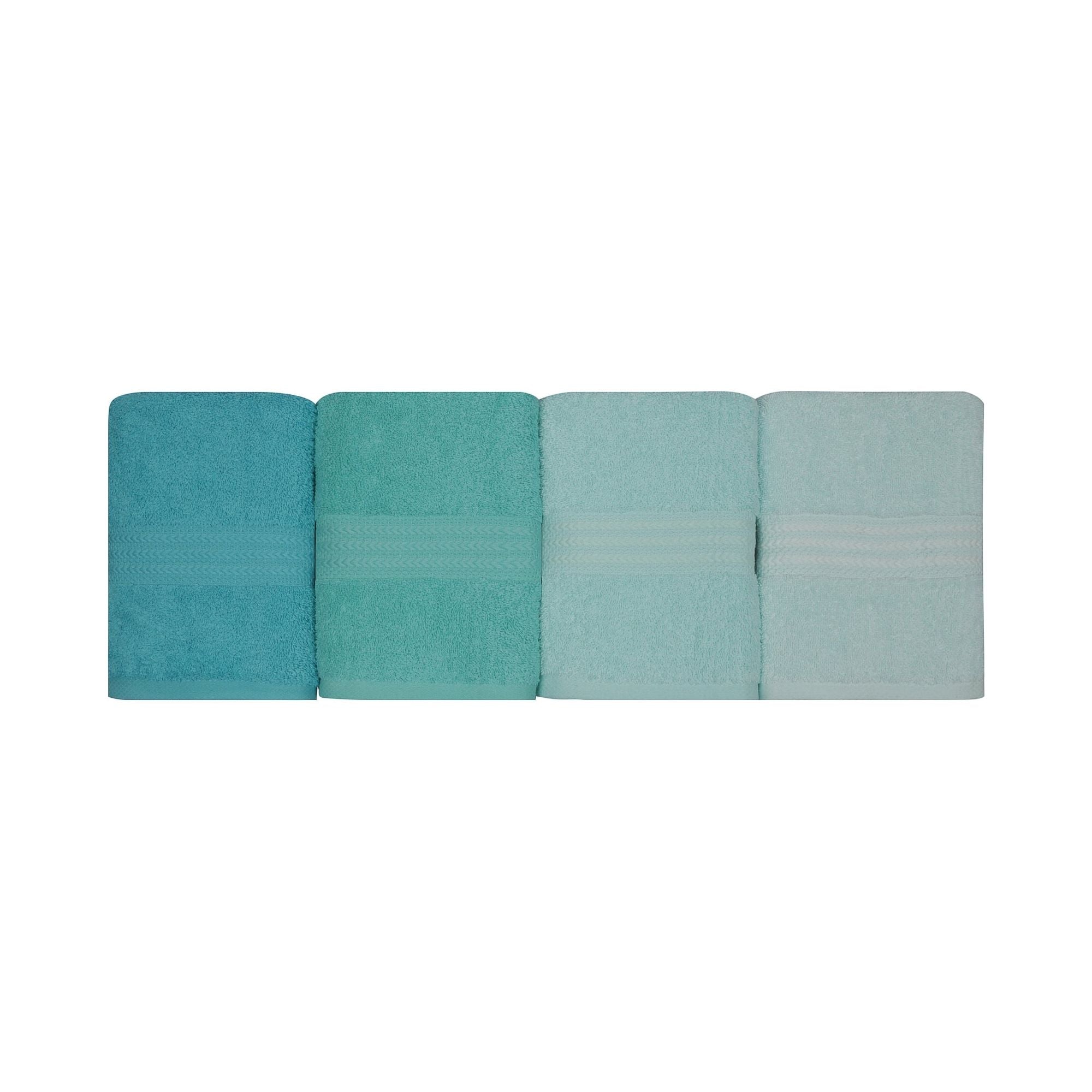 Set 4 prosoape baie RAINBOW, turcoaz, bumbac, 50x90 cm