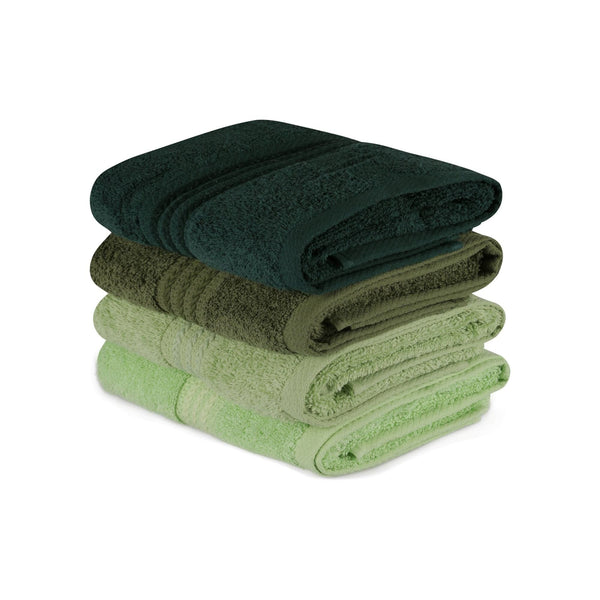 Set 4 prosoape baie RAINBOW, verde, bumbac, 50x90 cm