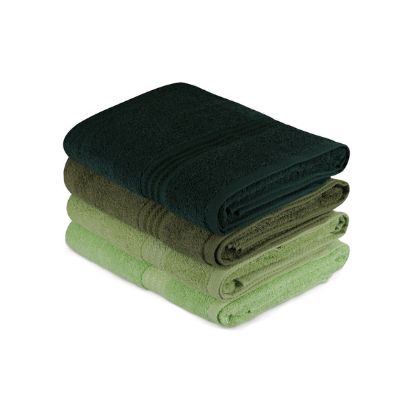Set 4 prosoape baie RAINBOW, verde, bumbac, 70x140 cm