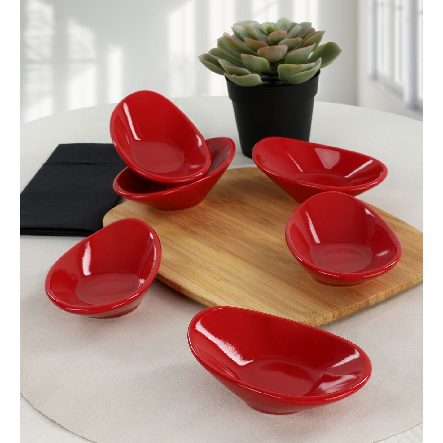 Set 6 boluri 275KRM1481, rosu, ceramica, 12x8x3 cm