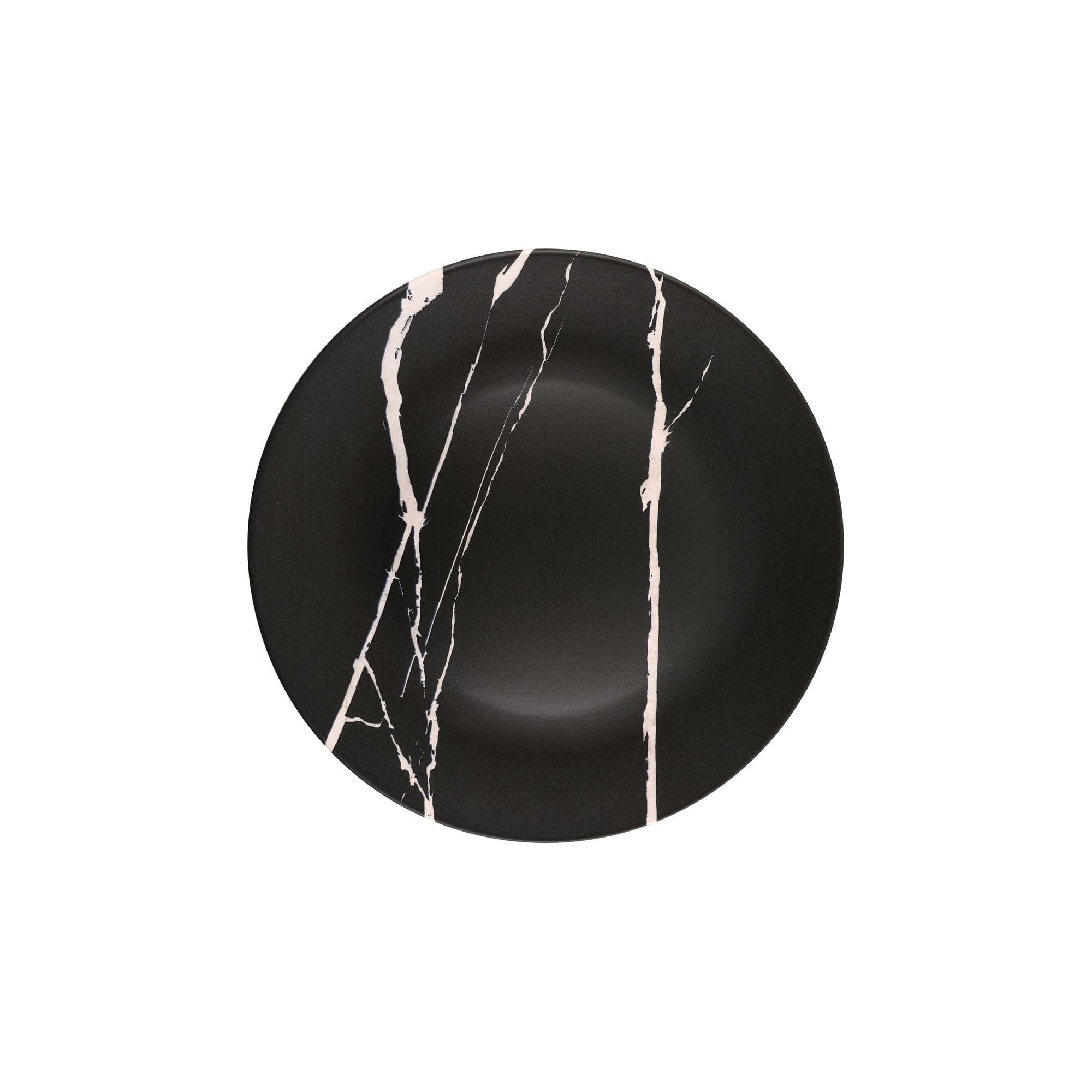 Set 6 farfurii 275KRM1404, alb/negru, ceramica, 25x4 cm