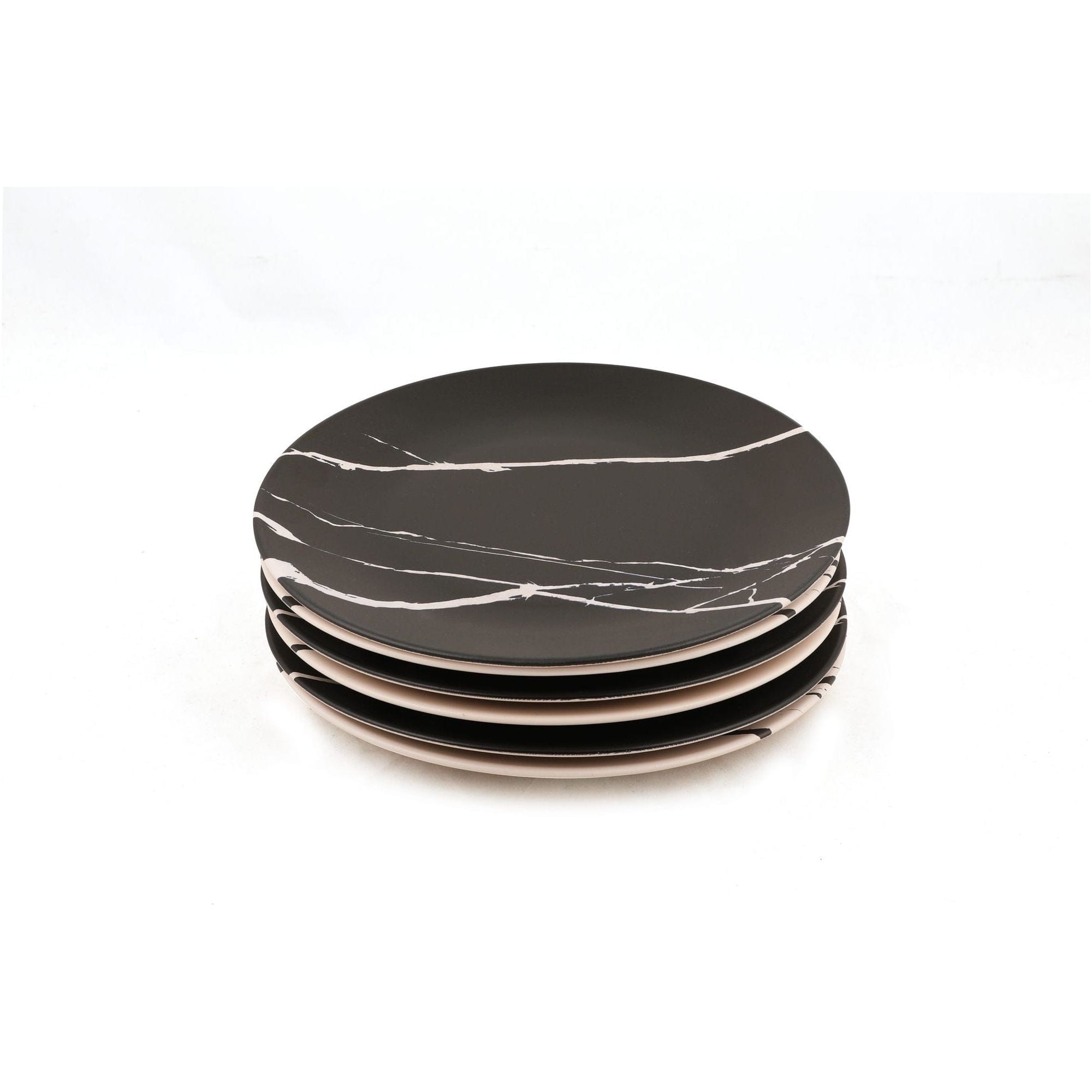 Set 6 farfurii 275KRM1404, alb/negru, ceramica, 25x4 cm