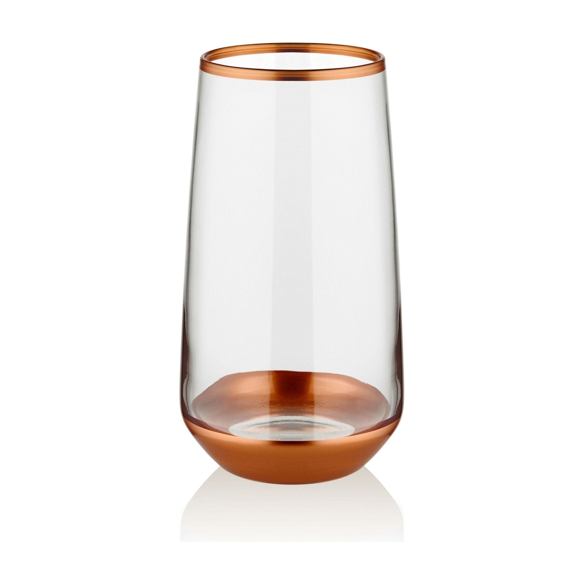 Set 6 pahare GLM0008, transparent/cupru, sticla, 480 ml