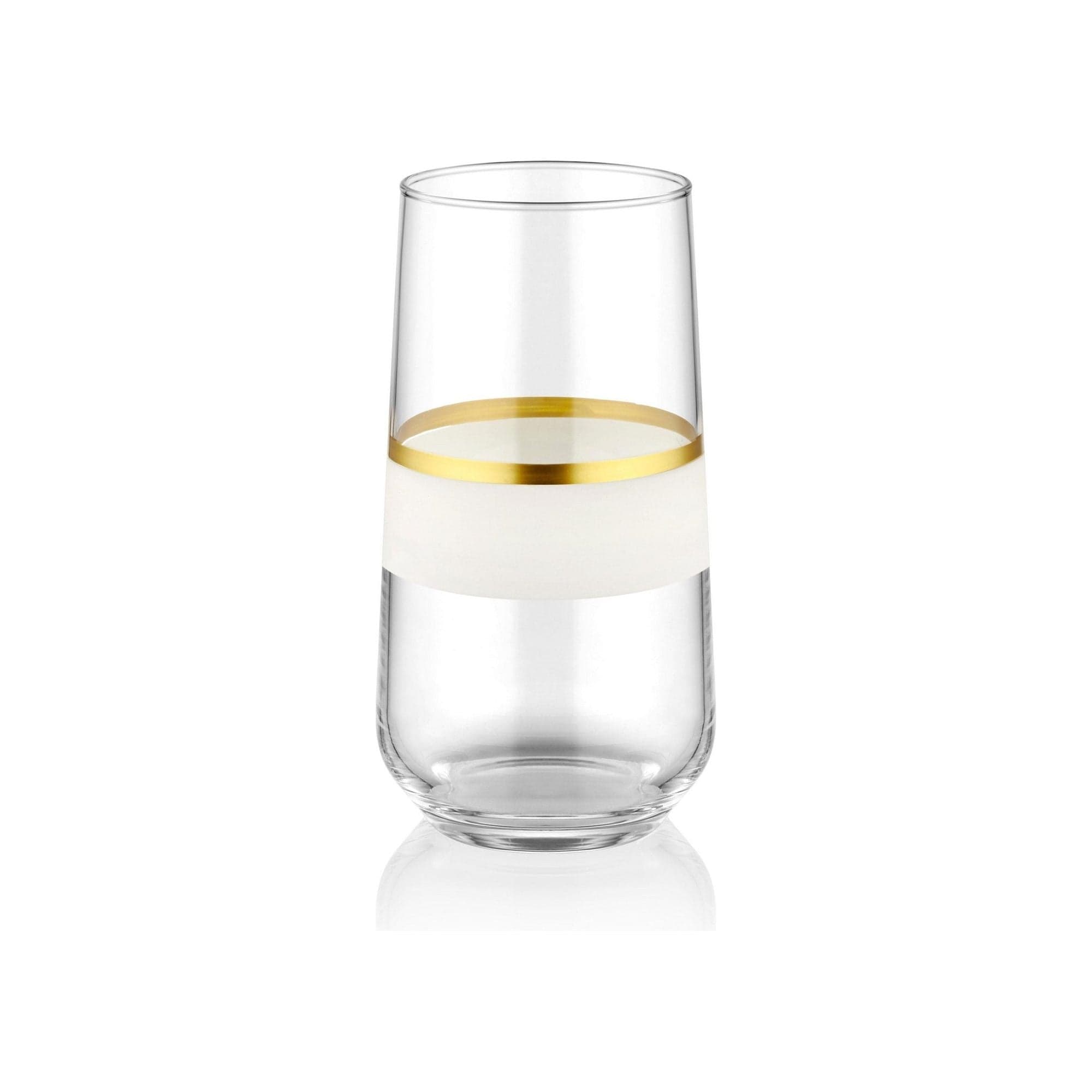 Set 6 pahare SNW0002, transparent/auriu, sticla, 520 ml