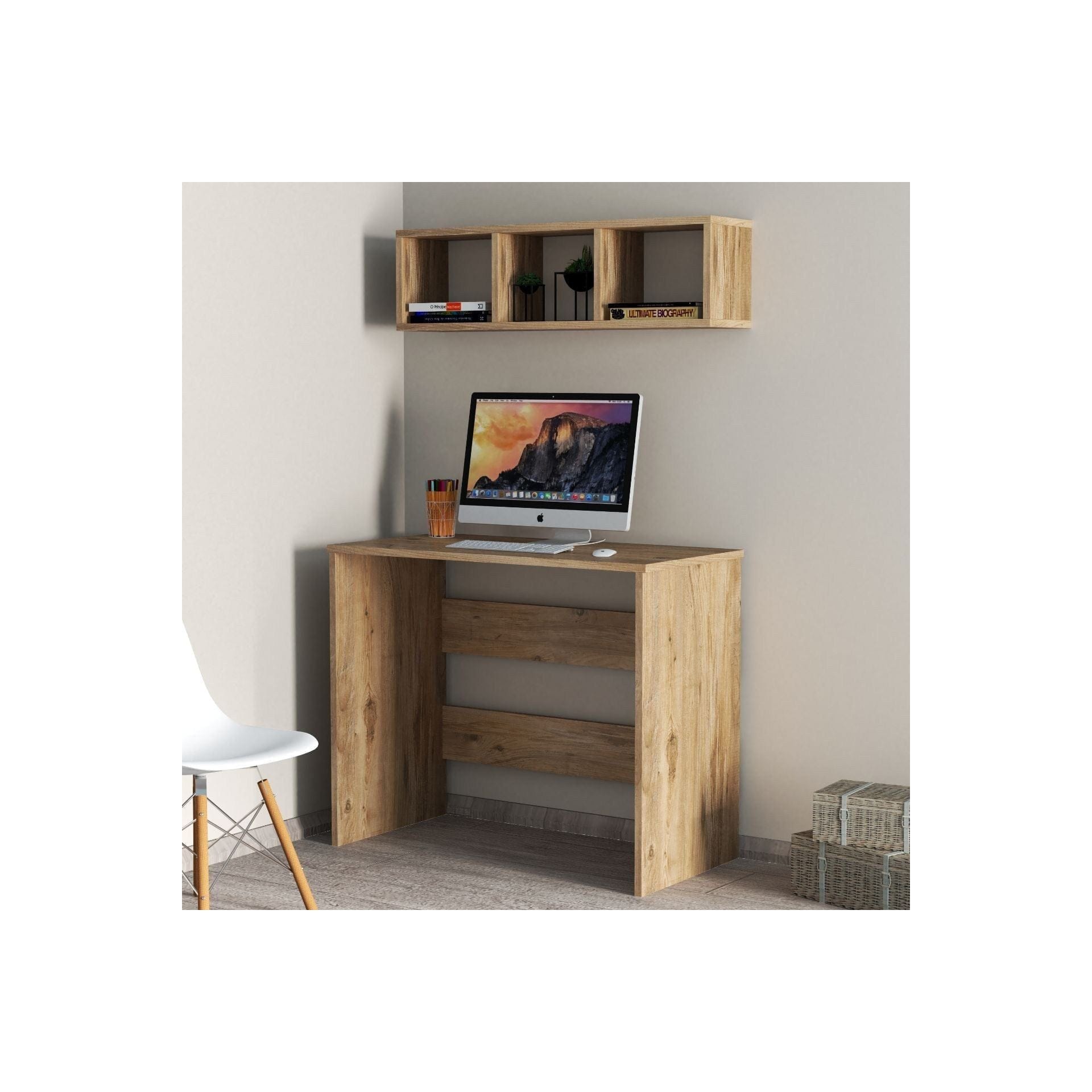 Set birou CLM0202, stejar, PAL melaminat