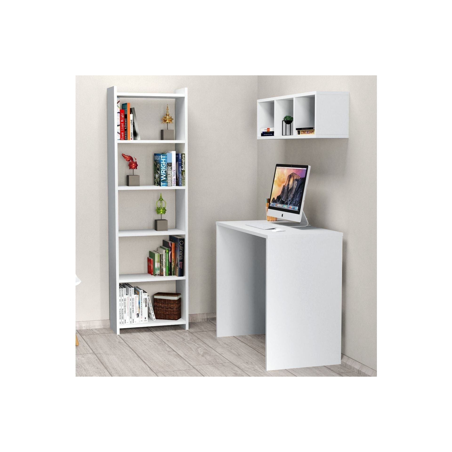 Set birou CLM0301, alb, PAL melaminat