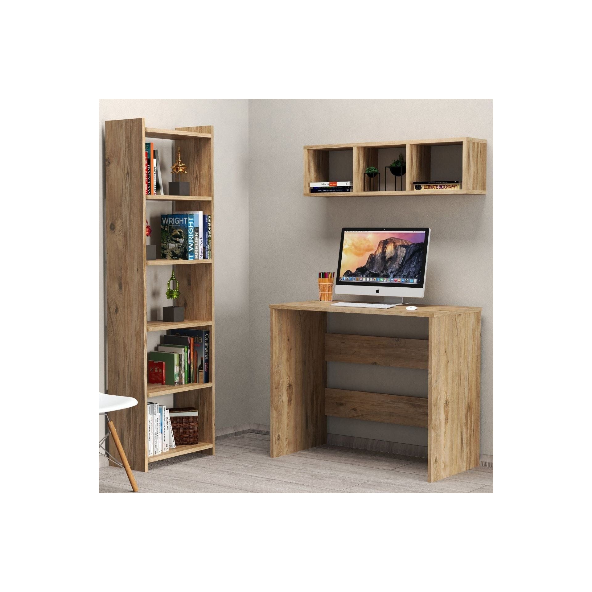 Set birou CLM0302, stejar, PAL melaminat