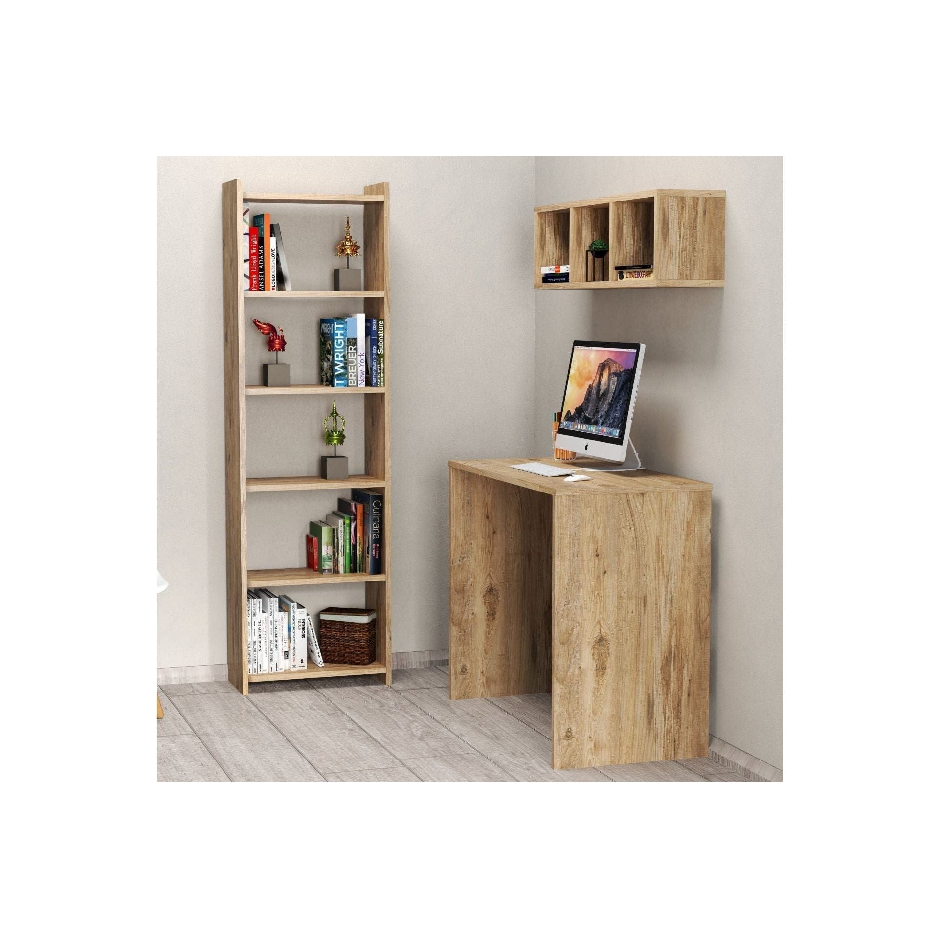 Set birou CLM0302, stejar, PAL melaminat