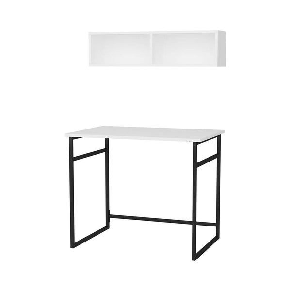 Set birou HUSSUM, alb/negru, PAL melaminat