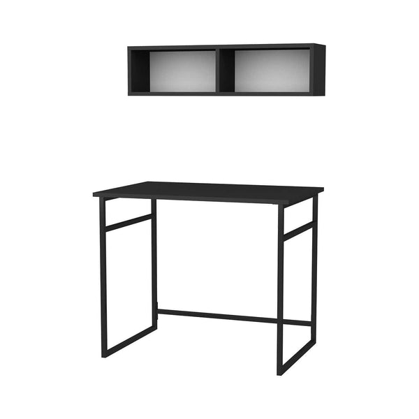 Set birou HUSSUM, negru, PAL melaminat