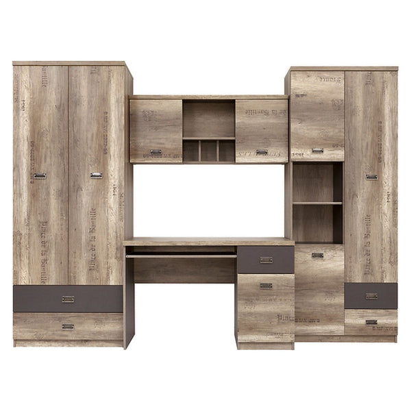Set birou MALCOM, stejar canyon/gri, PAL, 280x206 cm