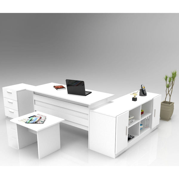 Set birou VO13 - W, alb, PAL melaminat