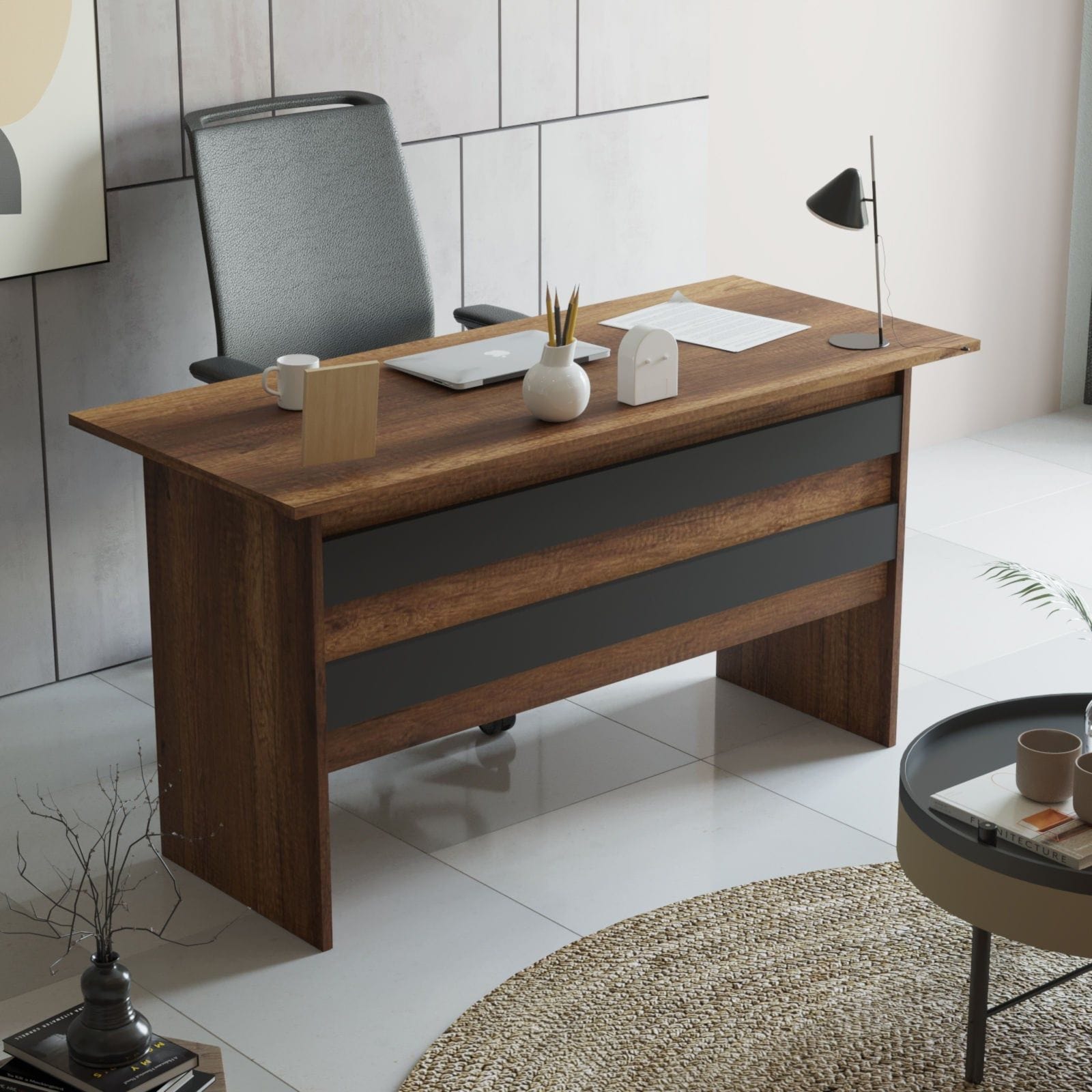 Set birou VO8 - BA, nuc/gri antracit, PAL melaminat