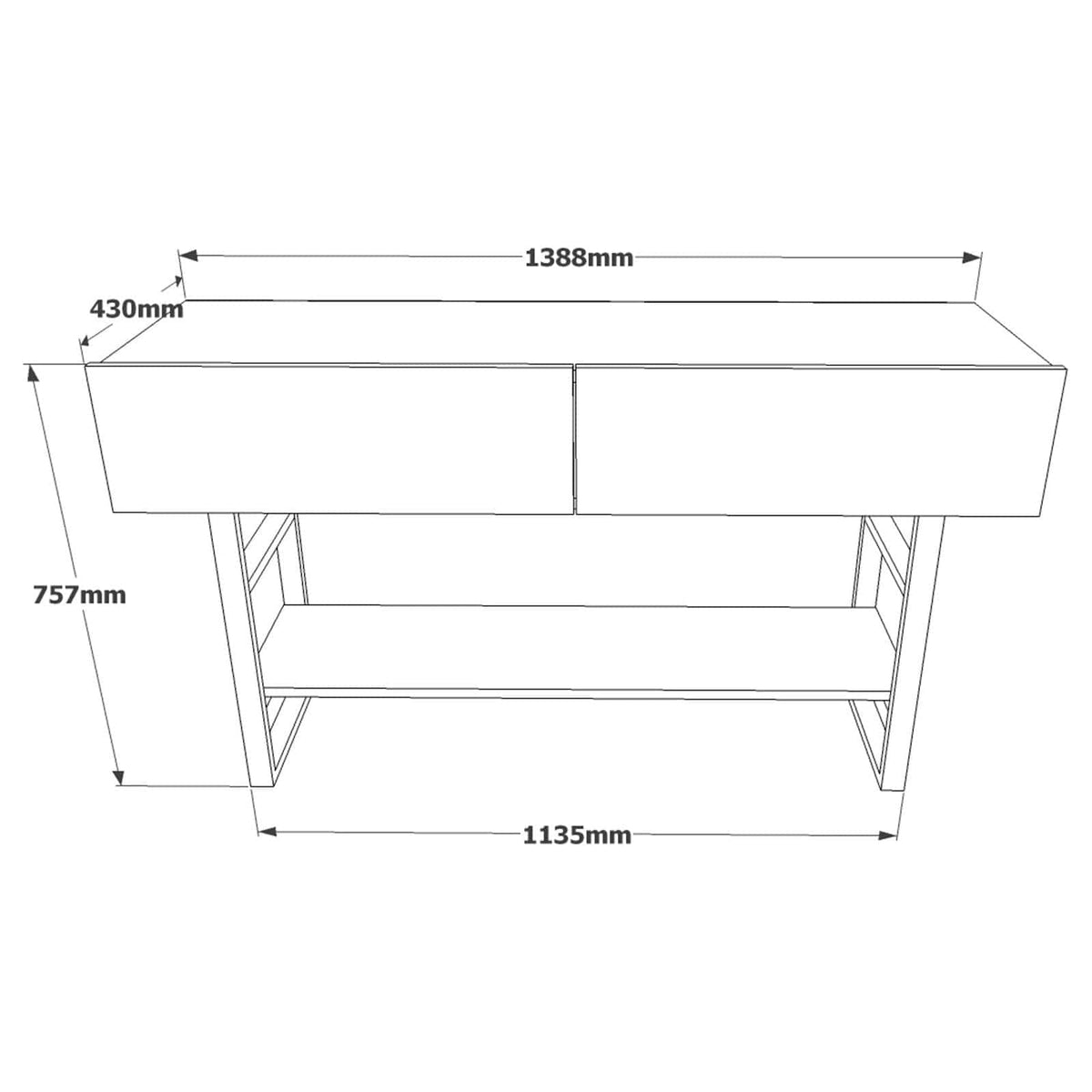 Set consola cu oglinda ML24-A, stejar/negru, PAL melaminat/metal