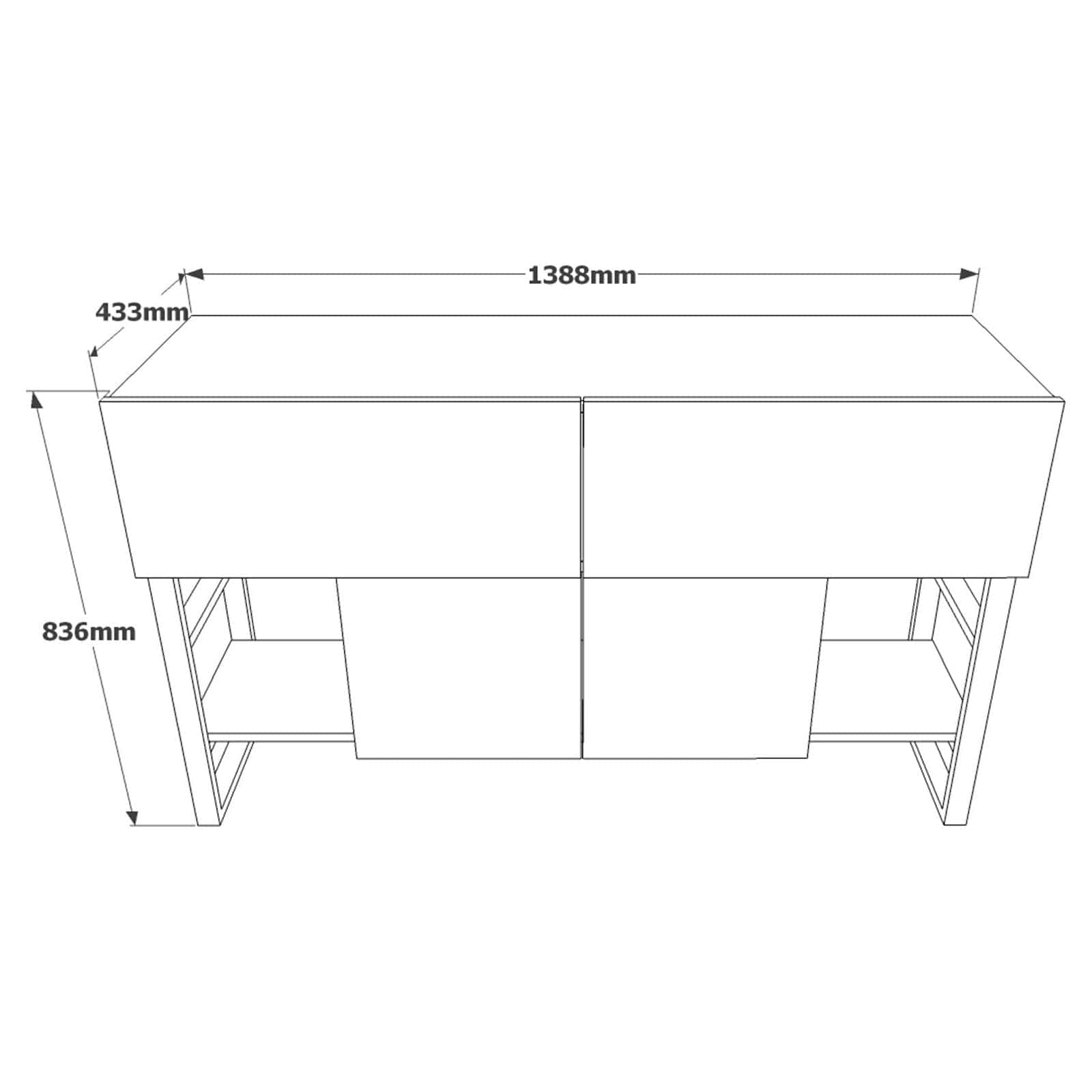 Set consola cu oglinda ML26-A, stejar/negru, PAL melaminat/metal