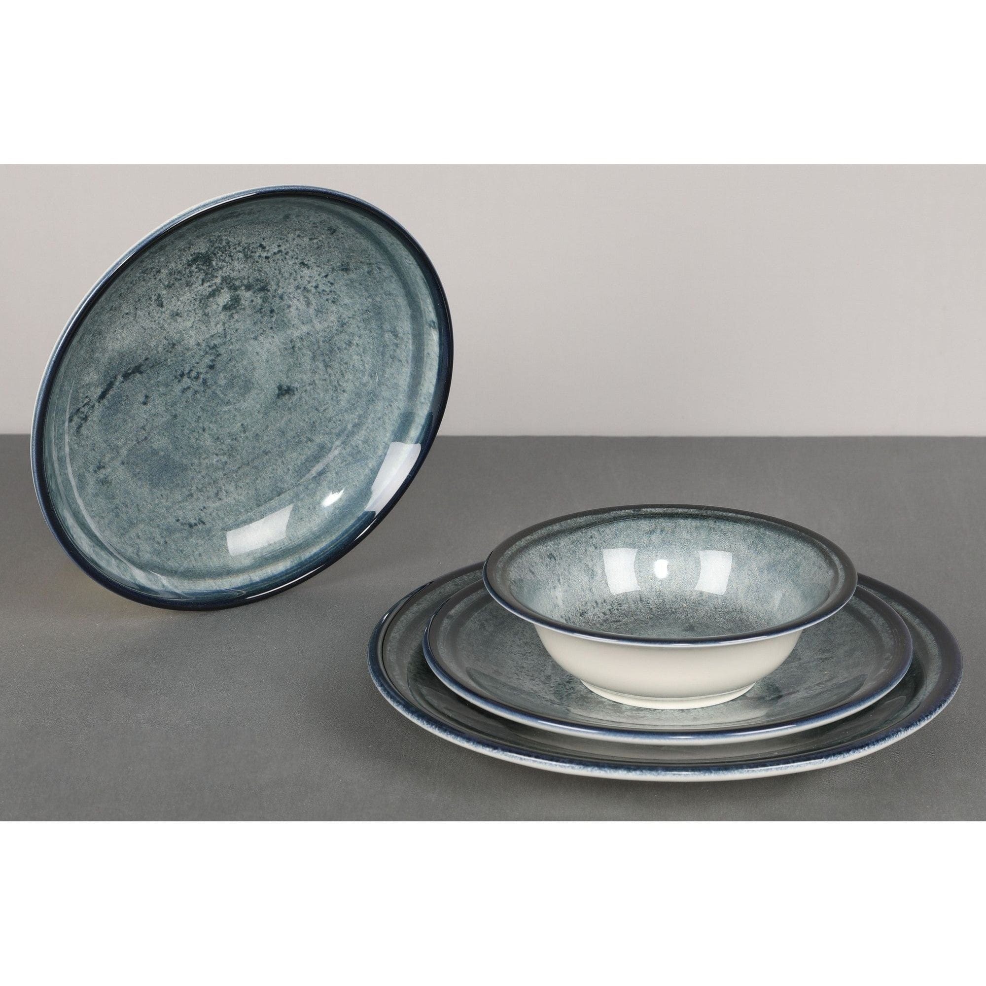 Set de cina 710KTP2741, 24 piese, albastru, portelan