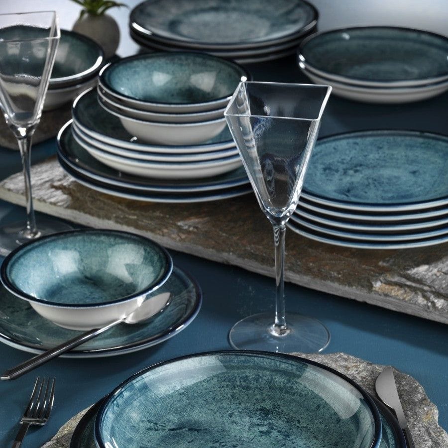 Set de cina 710KTP2741, 24 piese, albastru, portelan