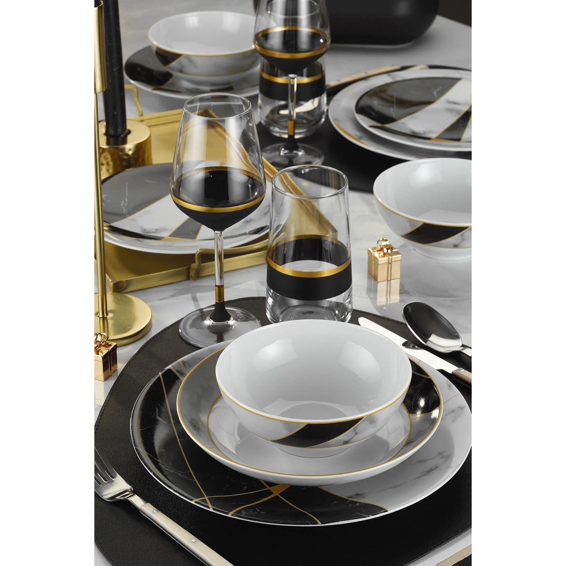 Set de cina 710KTP2983, 24 piese, multicolor, portelan