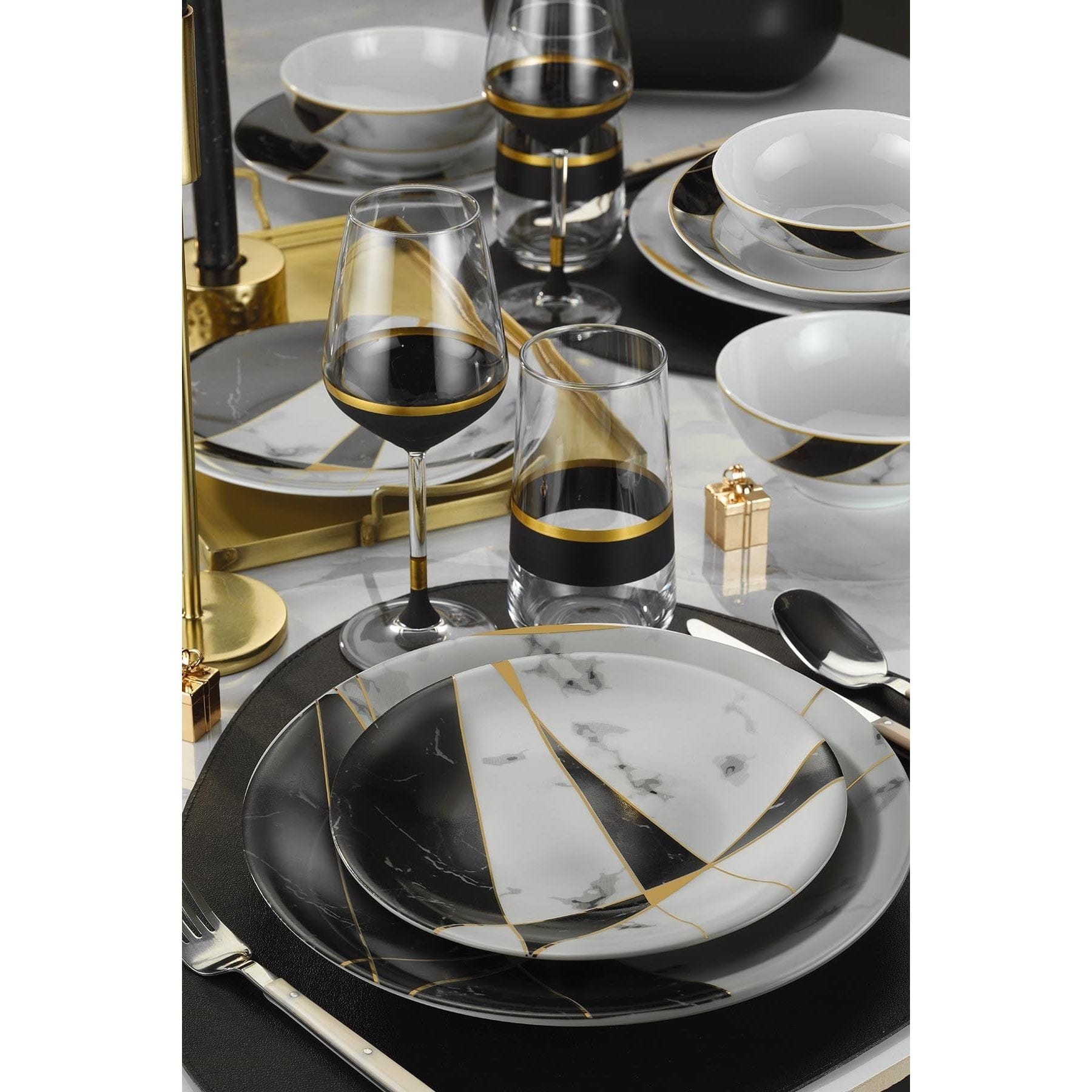Set de cina 710KTP2983, 24 piese, multicolor, portelan