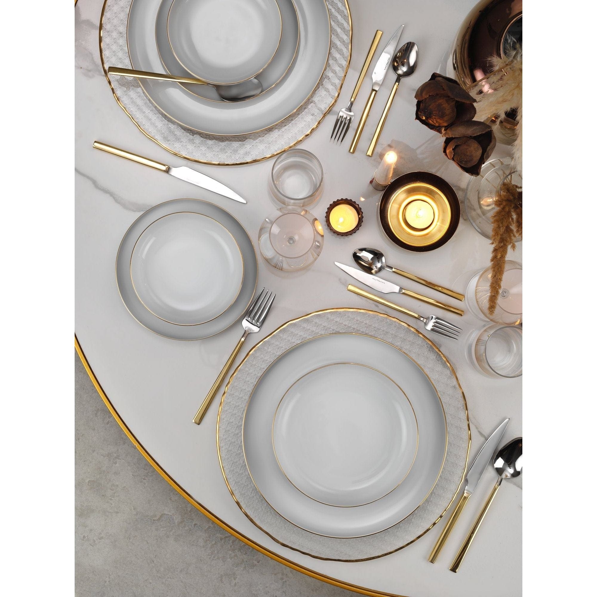 Set de cina MOD24Y220, 24 piese, alb, portelan
