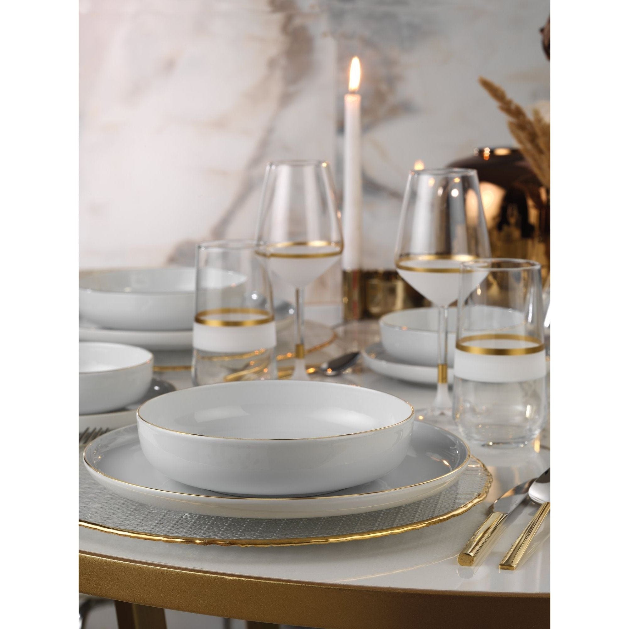 Set de cina MOD24Y220, 24 piese, alb, portelan