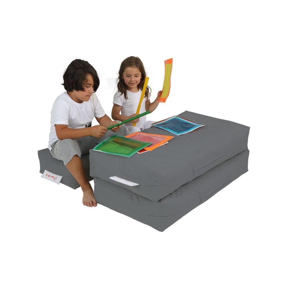 Set fotoliu cu 2 taburete pentru copii 248FRN1228, gri, poliester, 100x40x50 cm