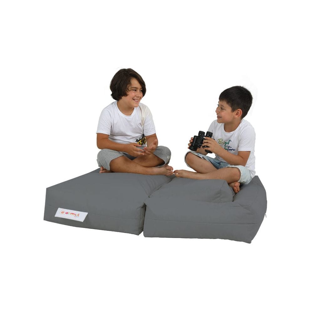 Set fotoliu cu 2 taburete pentru copii 248FRN1228, gri, poliester, 100x40x50 cm