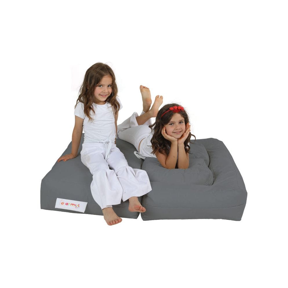 Set fotoliu cu 2 taburete pentru copii 248FRN1228, gri, poliester, 100x40x50 cm