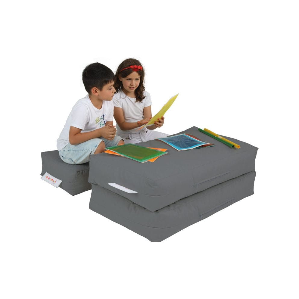 Set fotoliu cu 2 taburete pentru copii 248FRN1228, gri, poliester, 100x40x50 cm