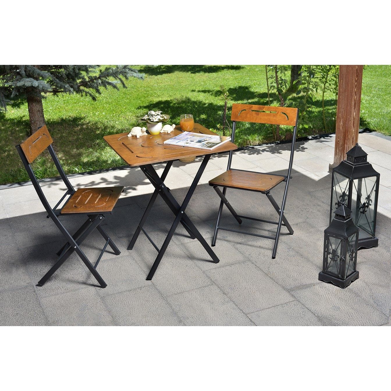 Set gradina 379VLV1503, nuc/negru, cu masuta si 2 scaune