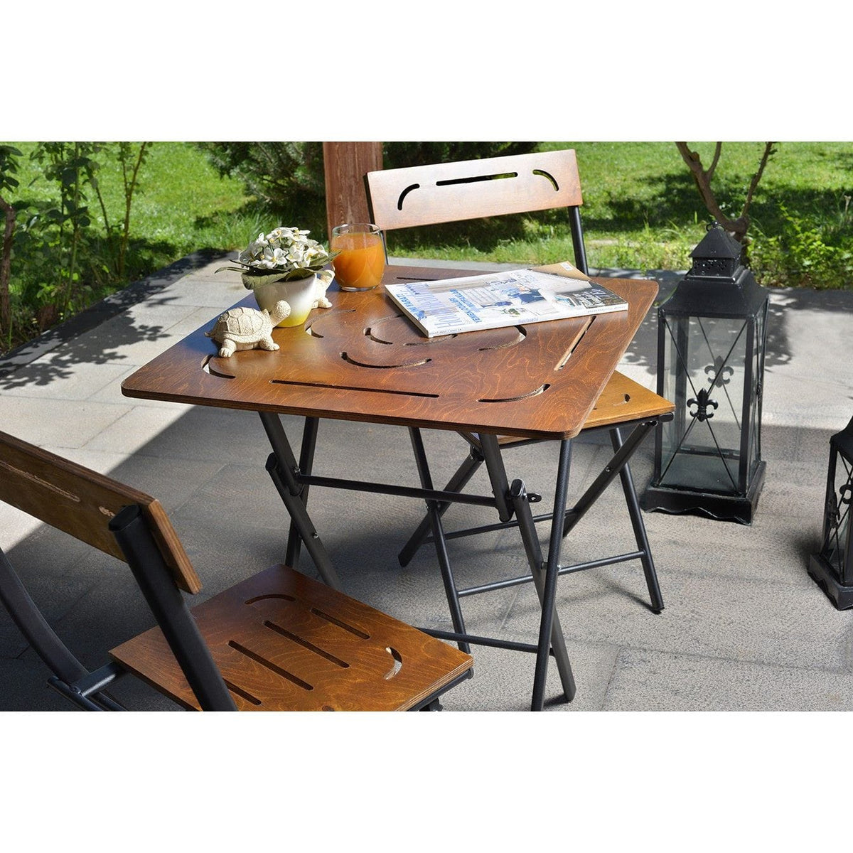 Set gradina 379VLV1503, nuc/negru, cu masuta si 2 scaune