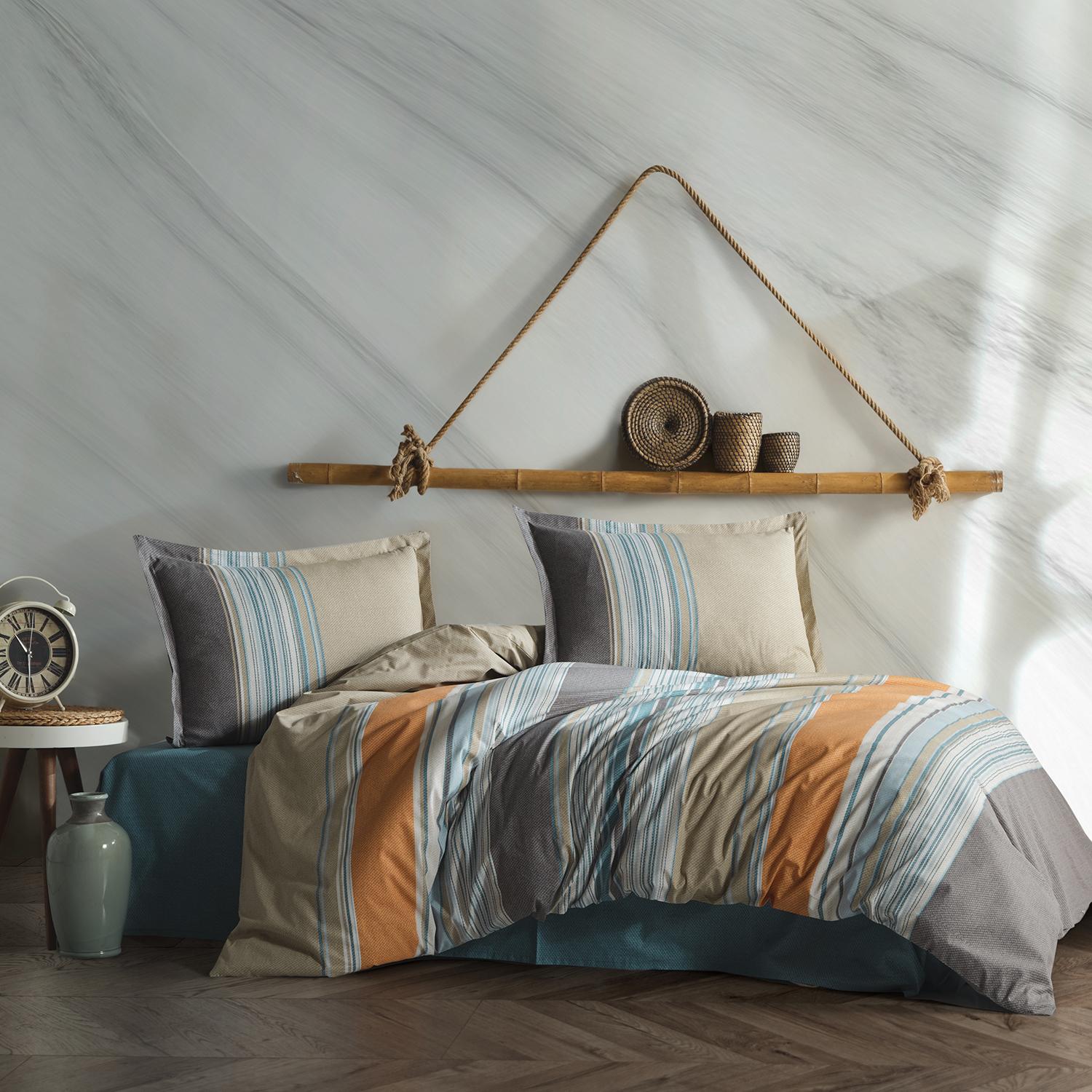 Set lenjerie pat clasy king size DUKO, bumbac, multicolor, 240x260 cm, cu cearceaf pat, cearceaf pilota si 2 fete de perna