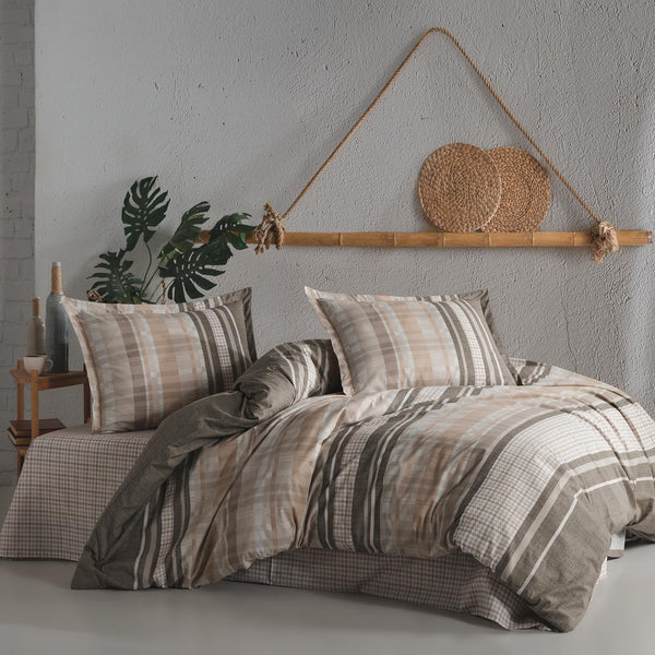 Set lenjerie pat clasy king size MODENA, bumbac, multicolor, 240x260 cm, cu cearceaf pat, cearceaf pilota si 2 fete de perna