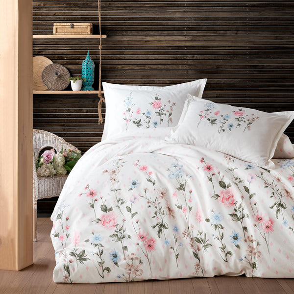 Set lenjerie pat clasy king size PALITRA V1, bumbac, alb, 240x260 cm, cu cearceaf pat, cearceaf pilota si 2 fete de perna