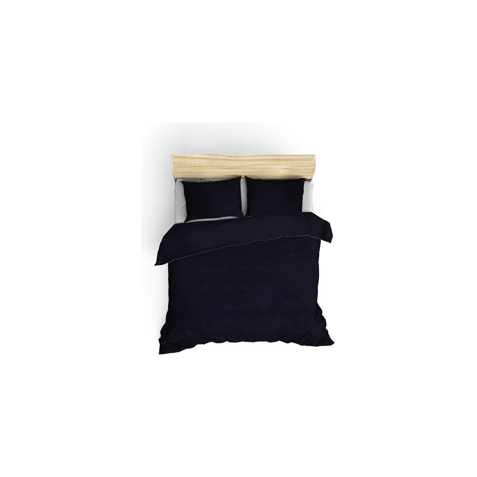 Set lenjerie pat dublu ELEGANT, bumbac, albastru inchis, 240x260 cm, cu cearceaf pat, cearceaf pilota si 2 fete de perna