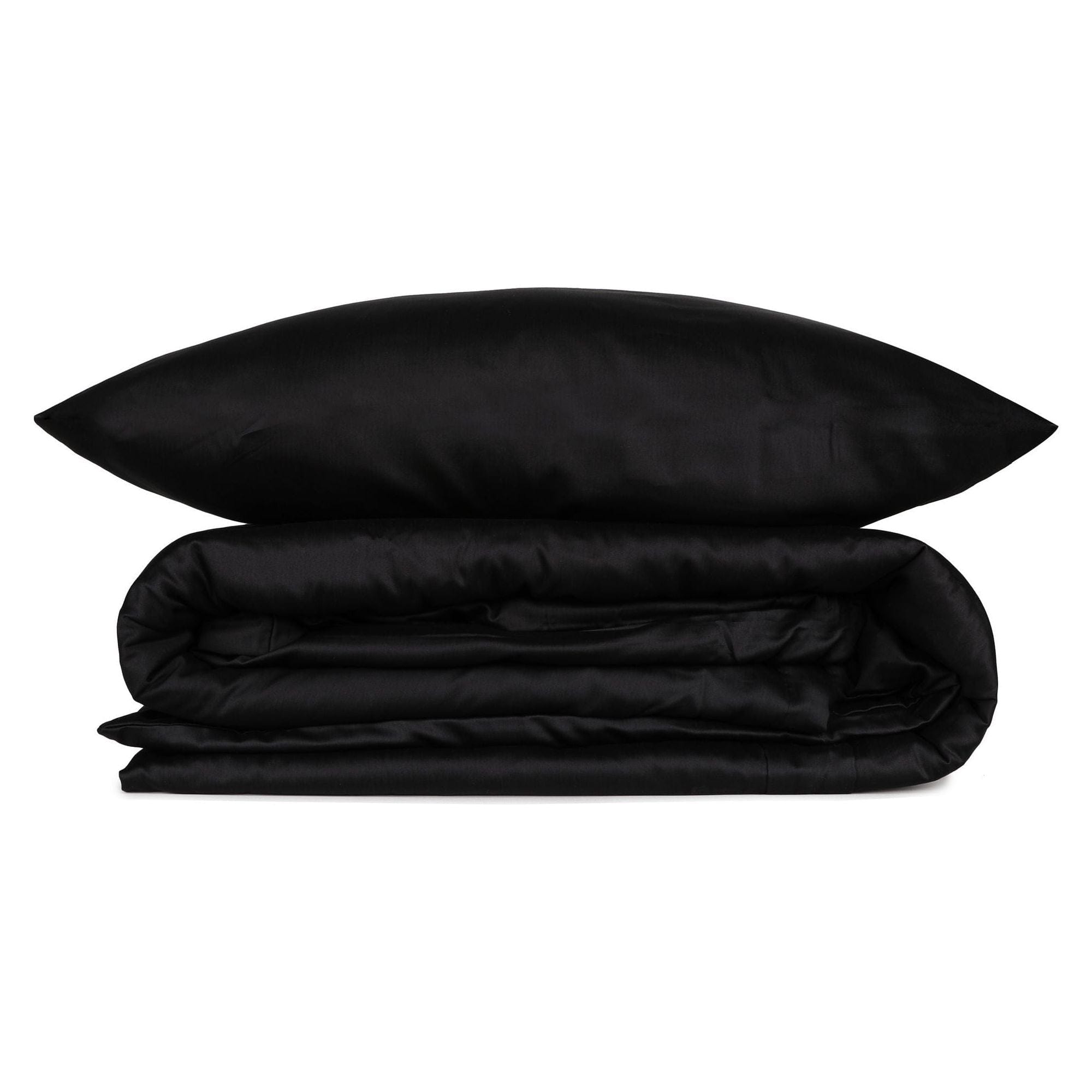 Set lenjerie pat dublu ELEGANT, bumbac, negru, 240x260 cm, cu cearceaf pat, cearceaf pilota si 2 fete de perna
