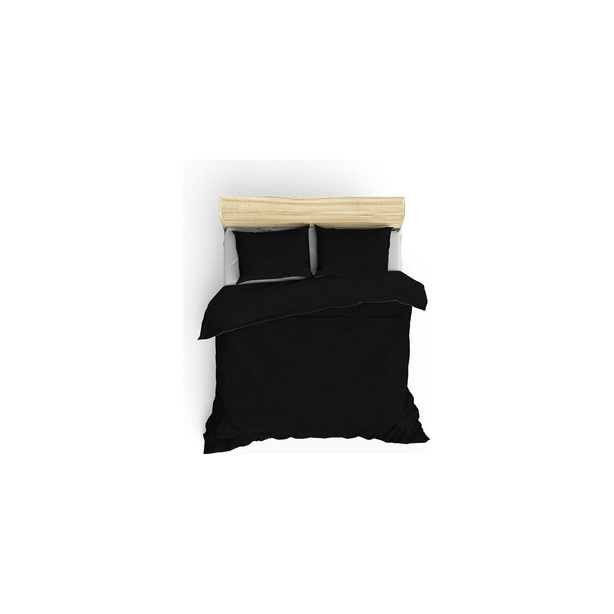 Set lenjerie pat dublu ELEGANT, bumbac, negru, 240x260 cm, cu cearceaf pat, cearceaf pilota si 2 fete de perna