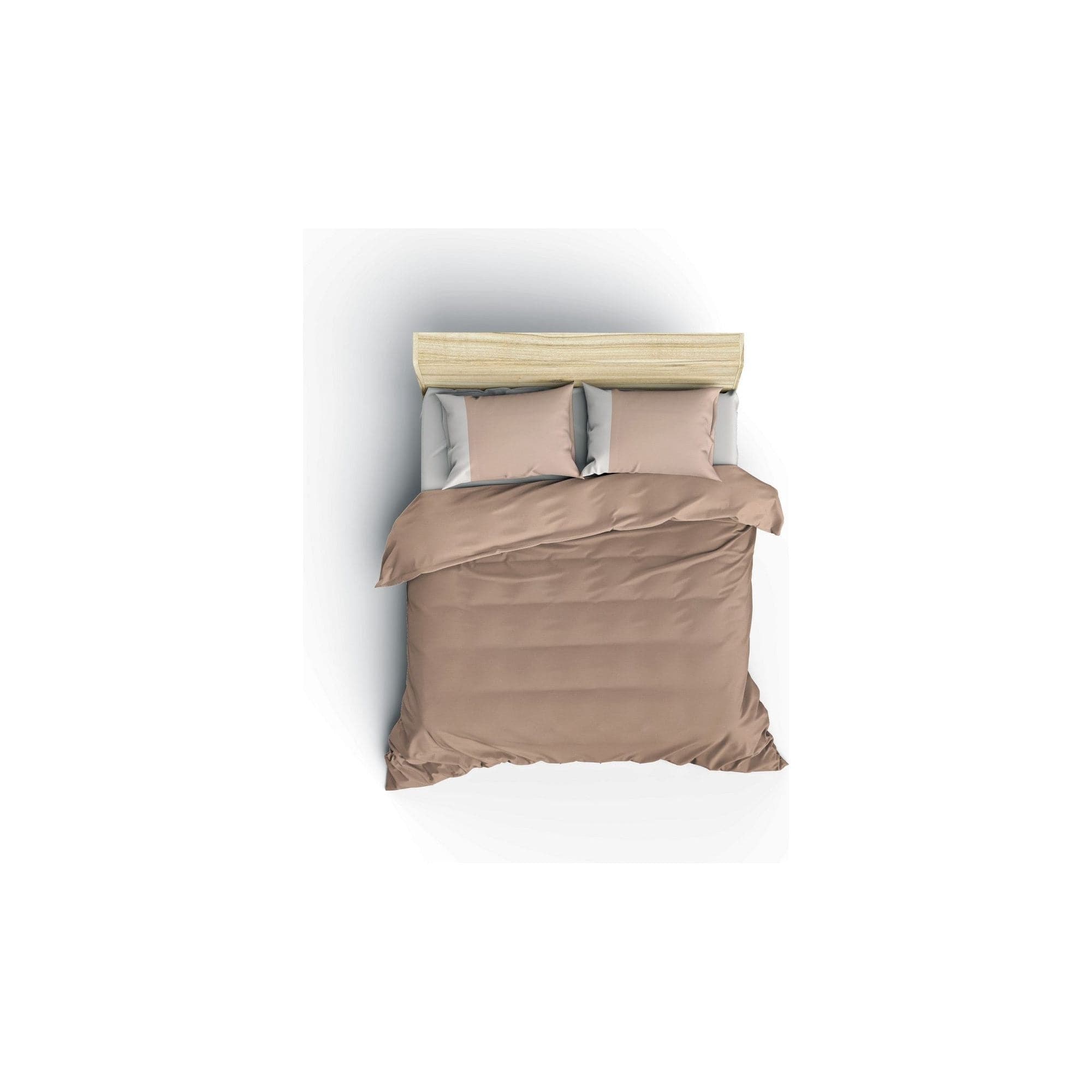Set lenjerie pat dublu PLAIN, bumbac, alb/bej, 240x260 cm, cu cearceaf pat, cearceaf pilota si 2 fete de perna