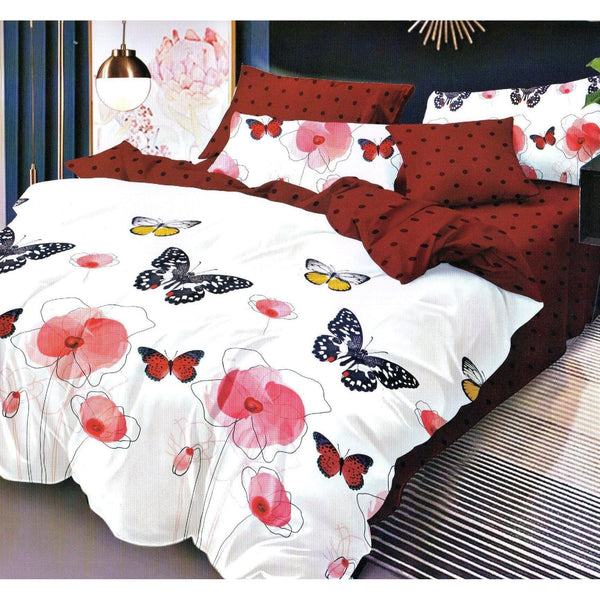 Set lenjerie pat ELVO ELV4, bumbac/poliester, multicolor, 220x230 cm, cu cearceaf pat, cearceaf pilota si 2 fete de perna