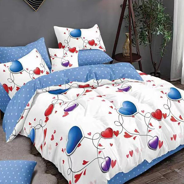 Set lenjerie pat finet M151, bumbac/poliester, multicolor, 220x240 cm, cu cearceaf pat, cearceaf pilota si 4 fete de perna